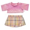 2 pc. Pink Top and Plaid Skirt Outfit - Build-A-Bear Workshop Australia
