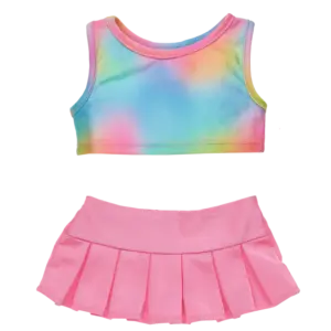 TIE DYE TANK AND PINK PLEATED SKIRT SET